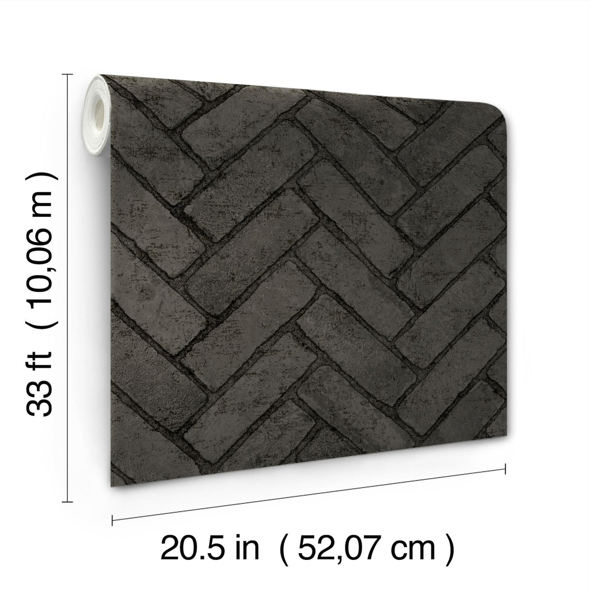 York Canelle Black Brick Herringbone Wallpaper
