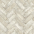 York Canelle Taupe Brick Herringbone Wallpaper