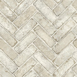 York Canelle Taupe Brick Herringbone Wallpaper