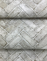 York Canelle Taupe Brick Herringbone Wallpaper