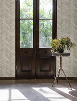 York Canelle Taupe Brick Herringbone Wallpaper