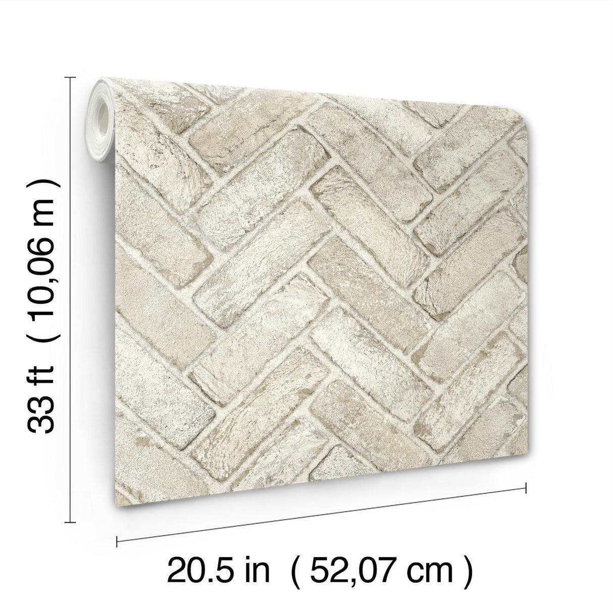 York Canelle Taupe Brick Herringbone Wallpaper