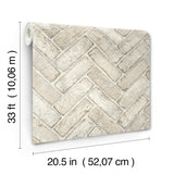 York Canelle Taupe Brick Herringbone Wallpaper