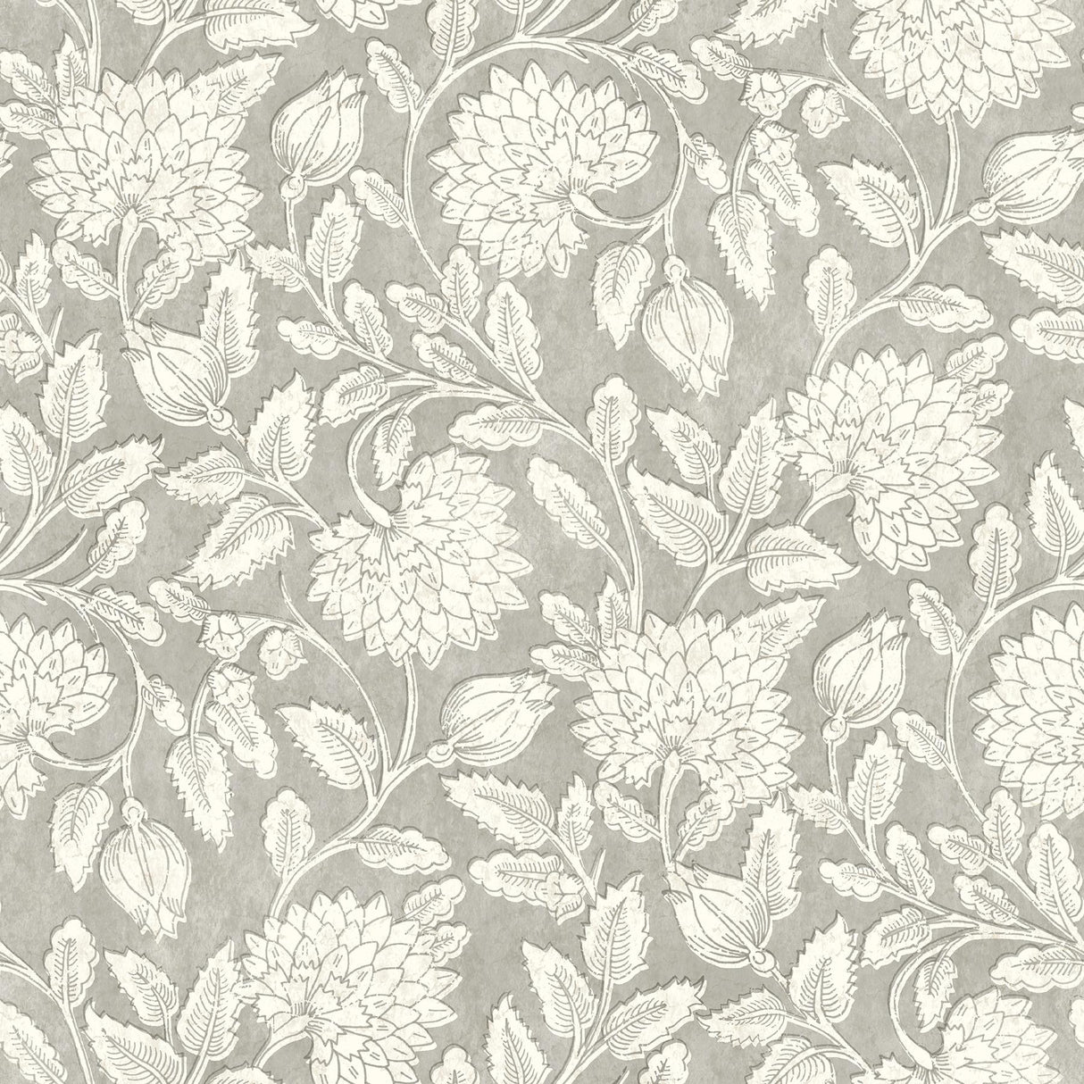 York Vadouvan Grey Jacobean Trail Wallpaper