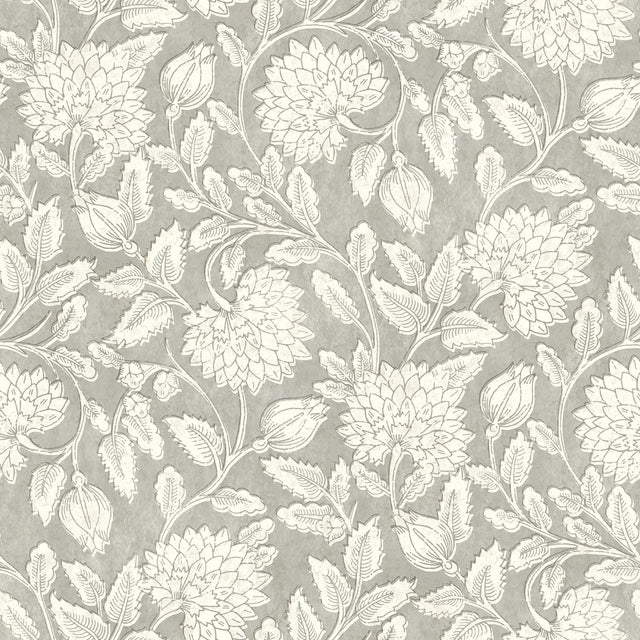 York Vadouvan Grey Jacobean Trail Wallpaper