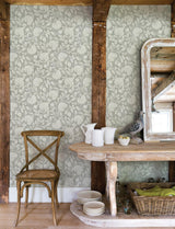 York Vadouvan Grey Jacobean Trail Wallpaper