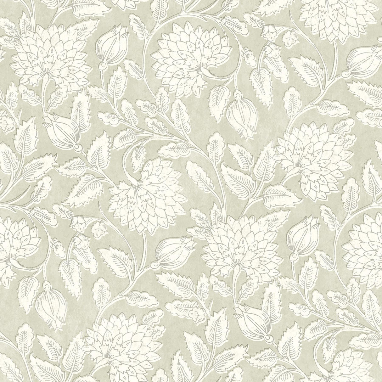 York Vadouvan Sage Jacobean Trail Wallpaper