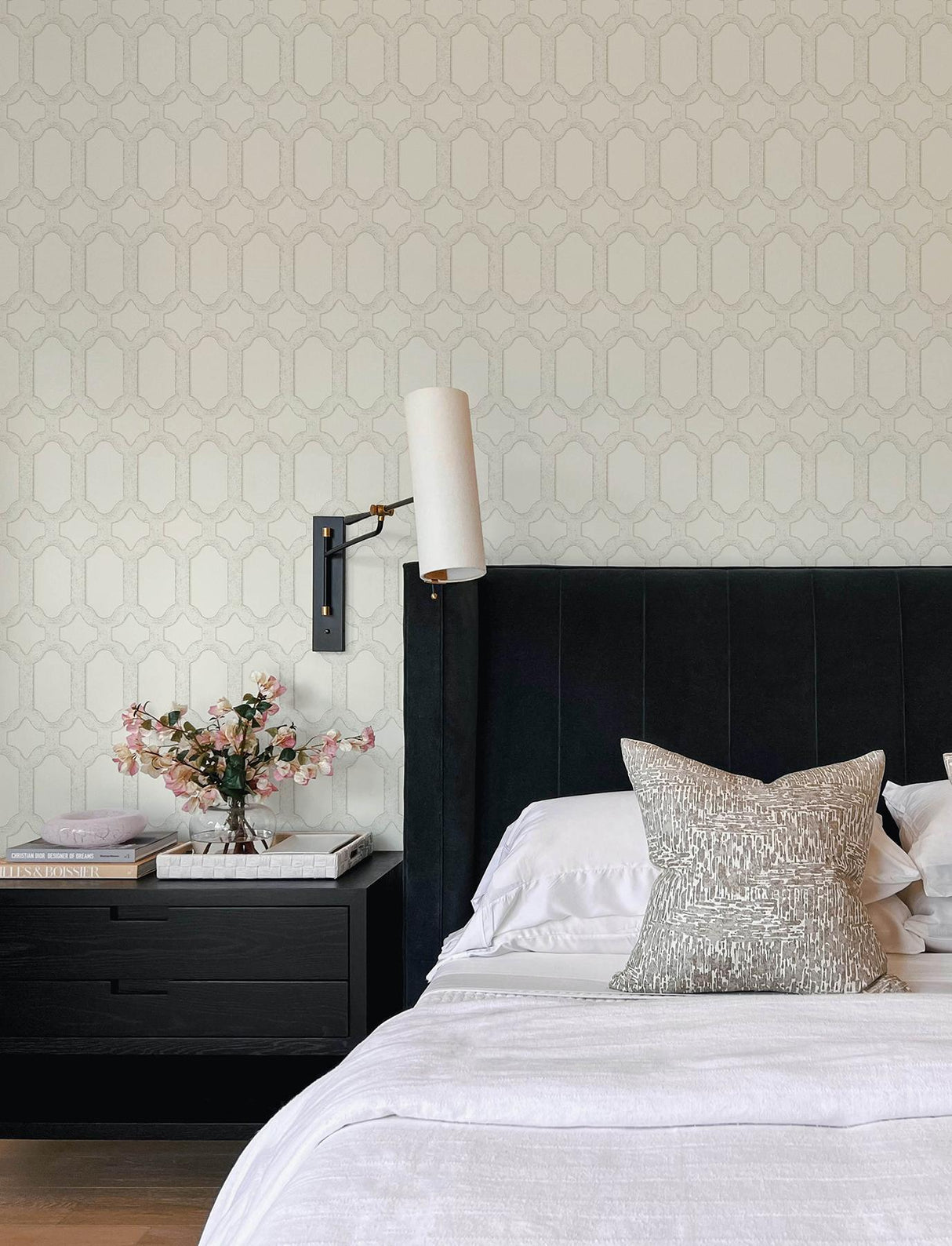 York Chervil White Trellis Wallpaper