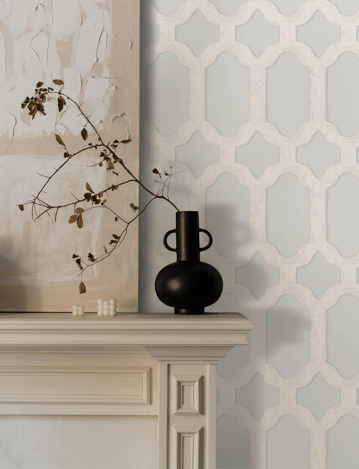York Chervil Sky Blue Trellis Wallpaper