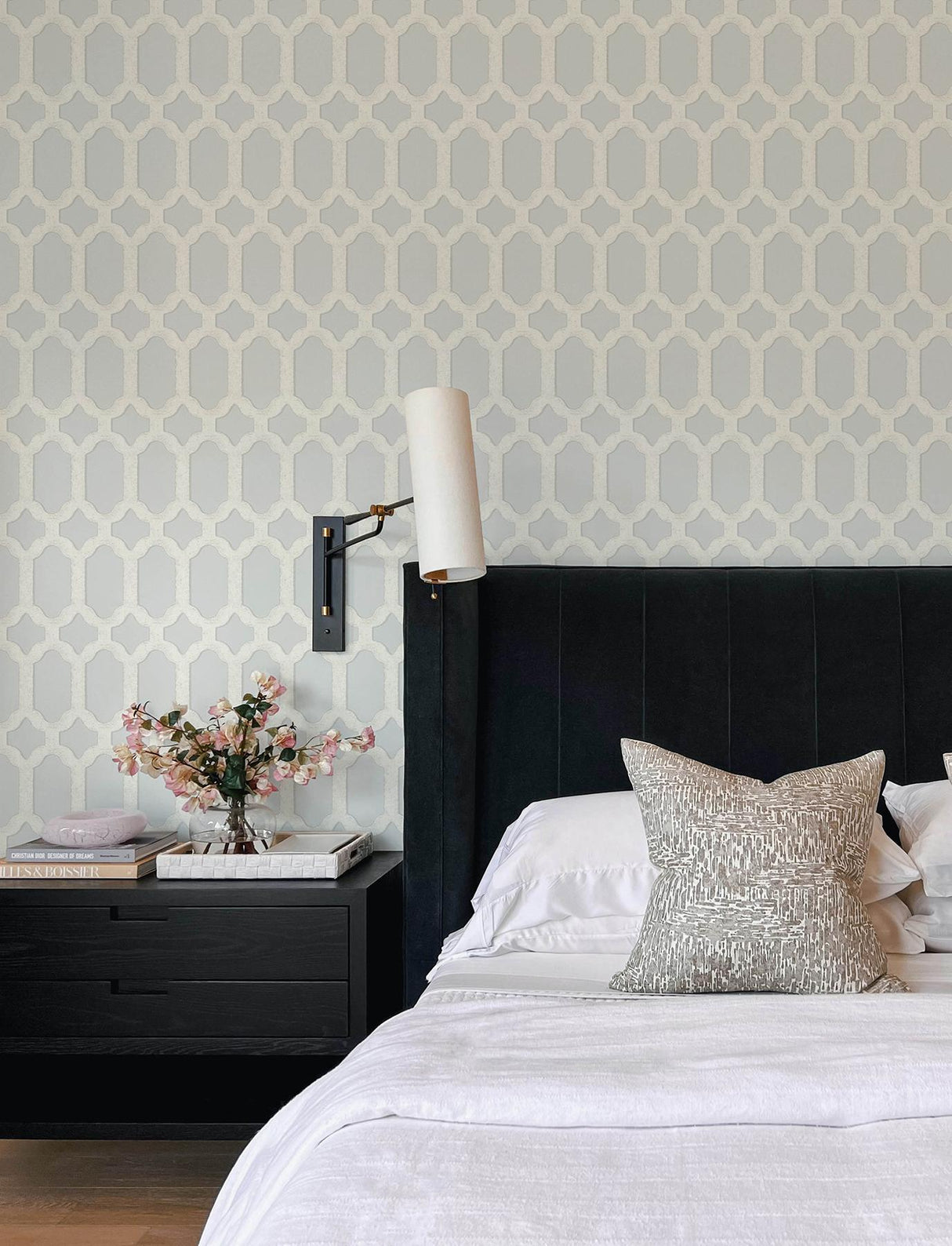 York Chervil Sky Blue Trellis Wallpaper