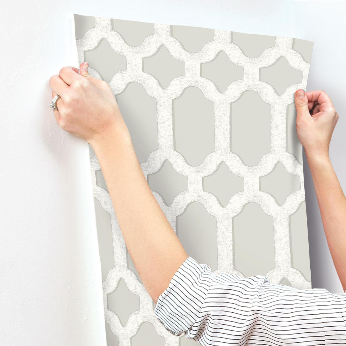 York Chervil Light Grey Trellis Wallpaper