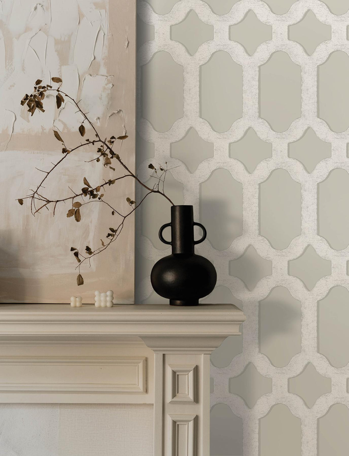 York Chervil Light Grey Trellis Wallpaper