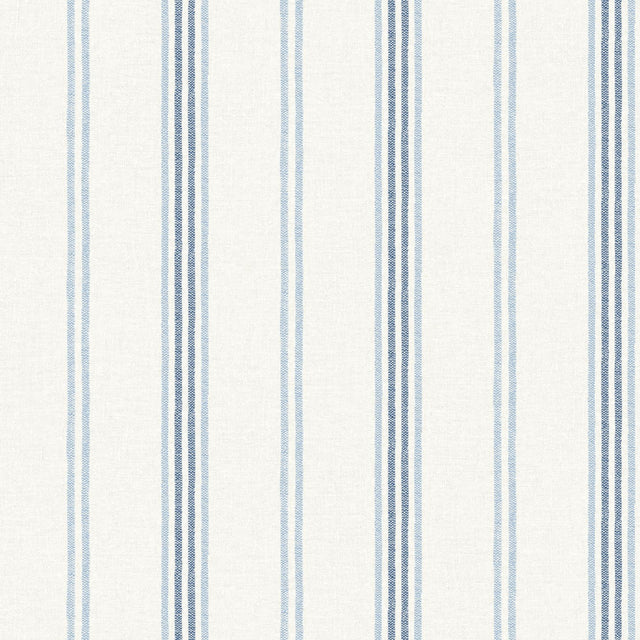 York Lovage Blue Linen Stripe Wallpaper