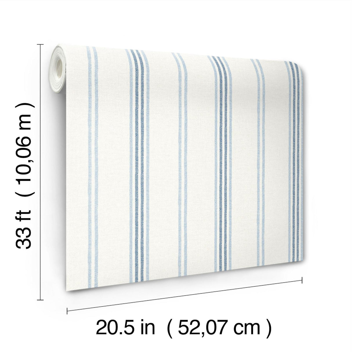 York Lovage Blue Linen Stripe Wallpaper