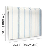 York Lovage Blue Linen Stripe Wallpaper