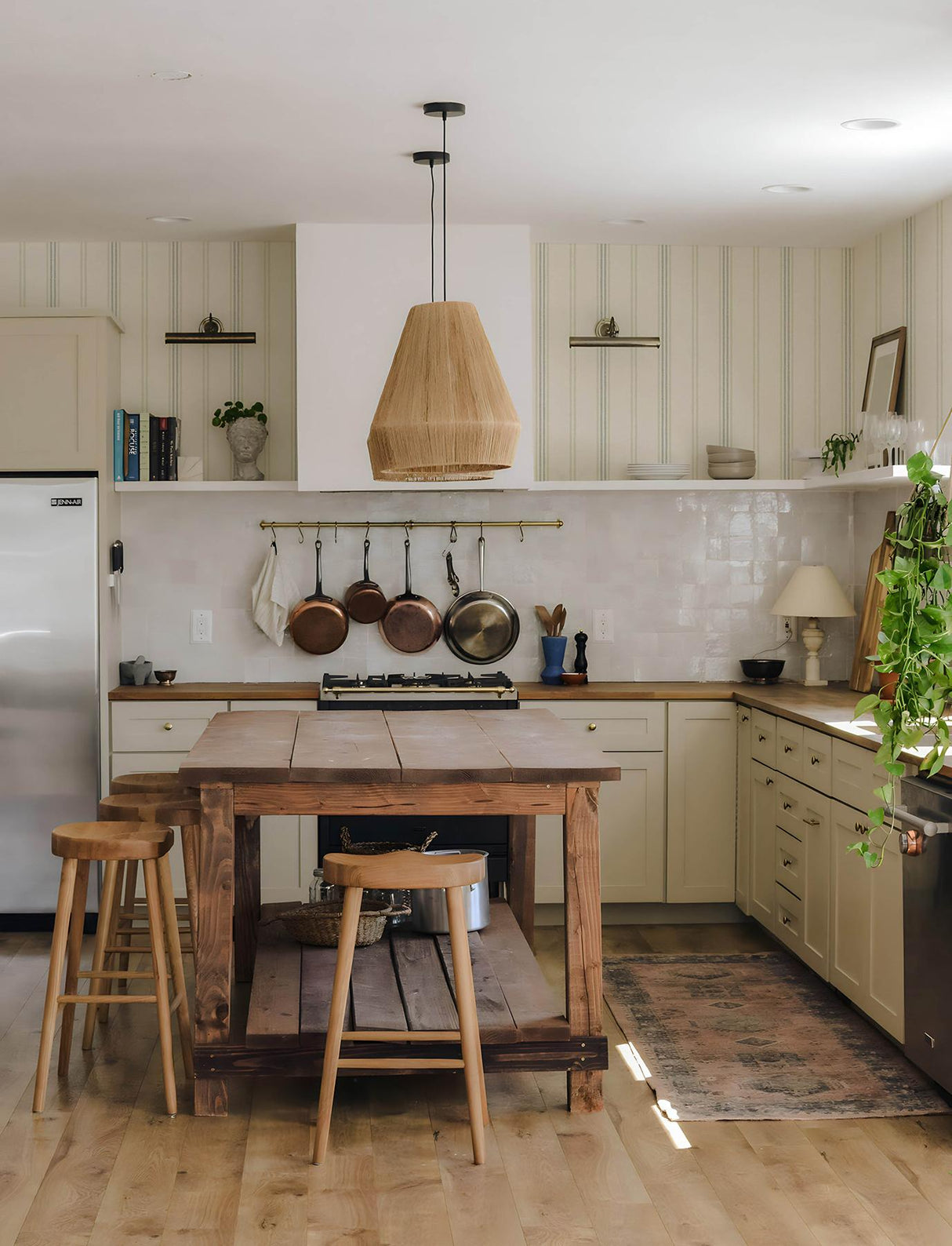 York Lovage Green Linen Stripe Wallpaper