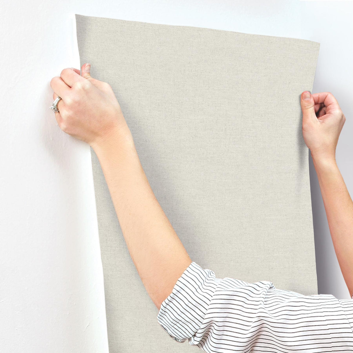 York Chambray Light Grey Fabric Weave Wallpaper