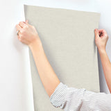 York Chambray Light Grey Fabric Weave Wallpaper