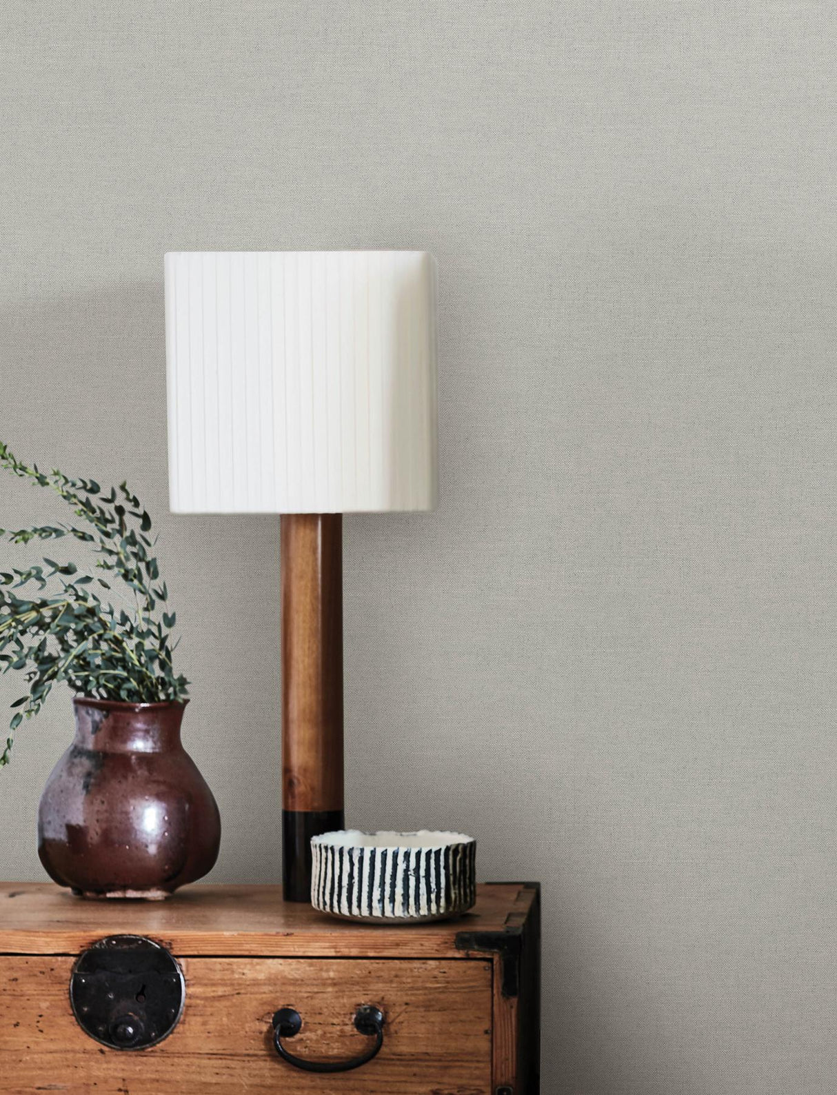 York Chambray Light Grey Fabric Weave Wallpaper