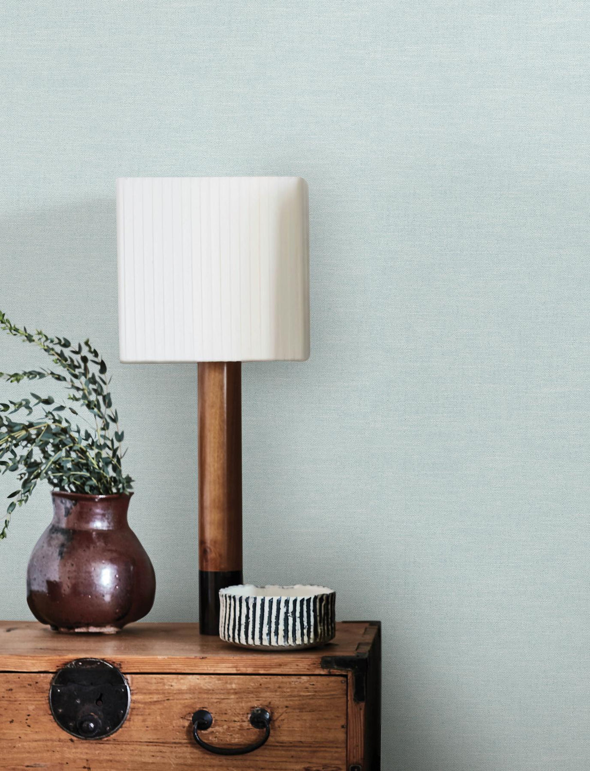 York Chambray Light Blue Fabric Weave Wallpaper