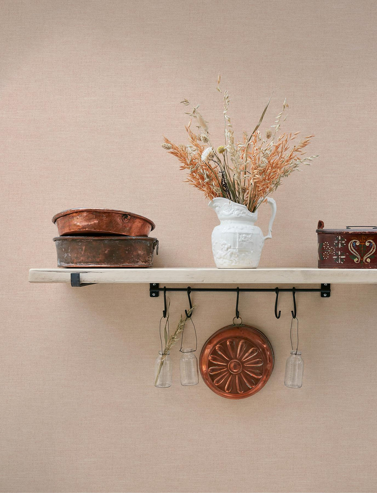 York Chambray Blush Fabric Weave Wallpaper