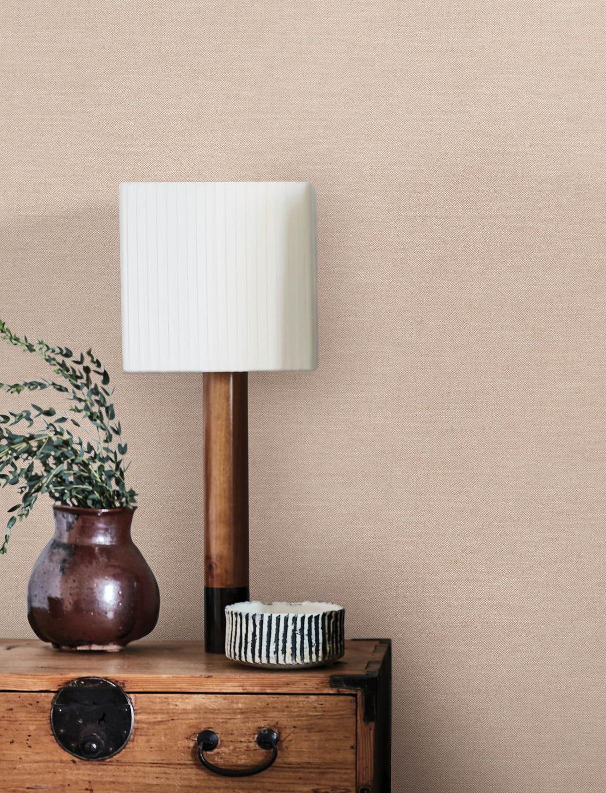 York Chambray Blush Fabric Weave Wallpaper