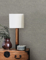 York Chambray Grey Fabric Weave Wallpaper