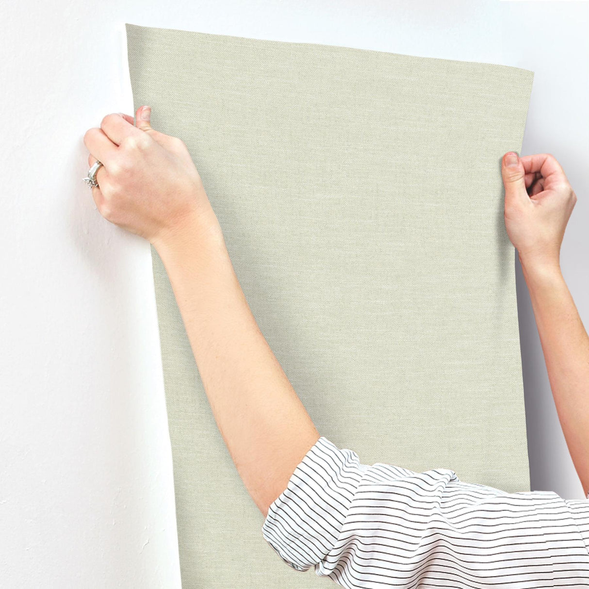 York Chambray Sage Fabric Weave Wallpaper