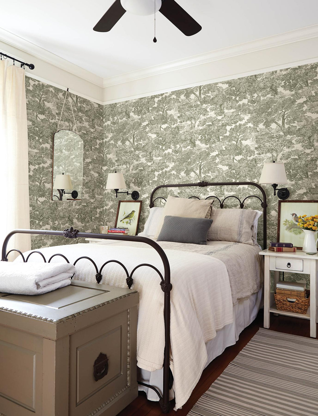 York Spinney Green Toile Wallpaper