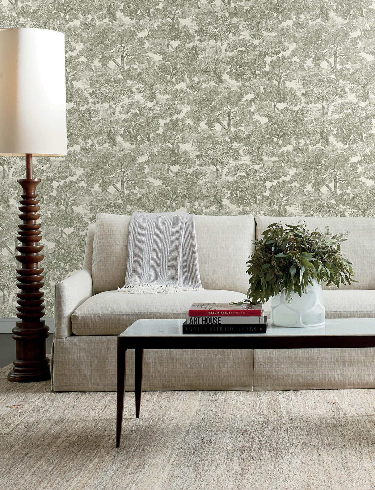 York Spinney Green Toile Wallpaper