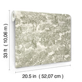 York Spinney Green Toile Wallpaper