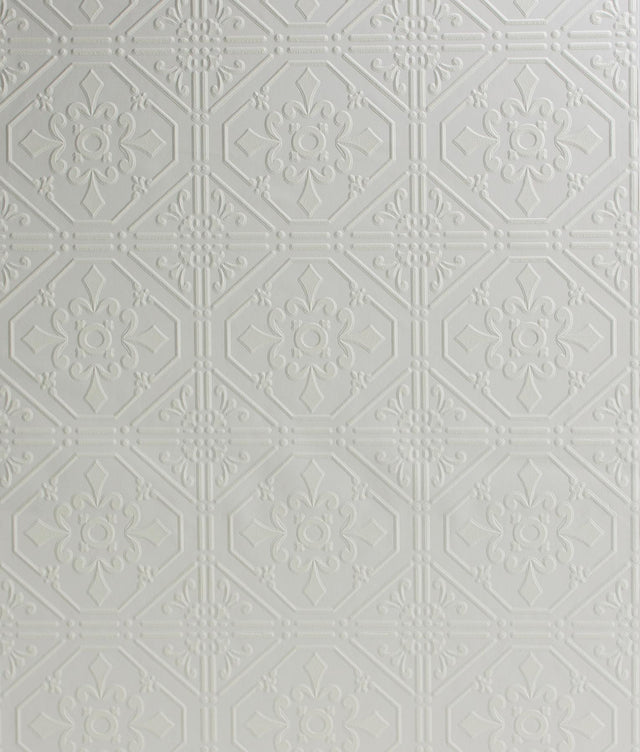 York Brooklyn White Tin Paintable Wallpaper