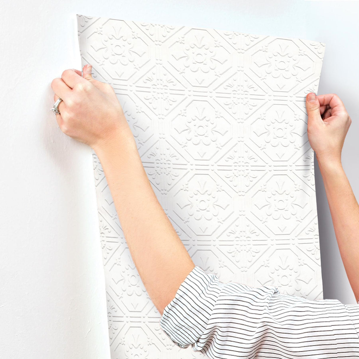 York Brooklyn White Tin Paintable Wallpaper