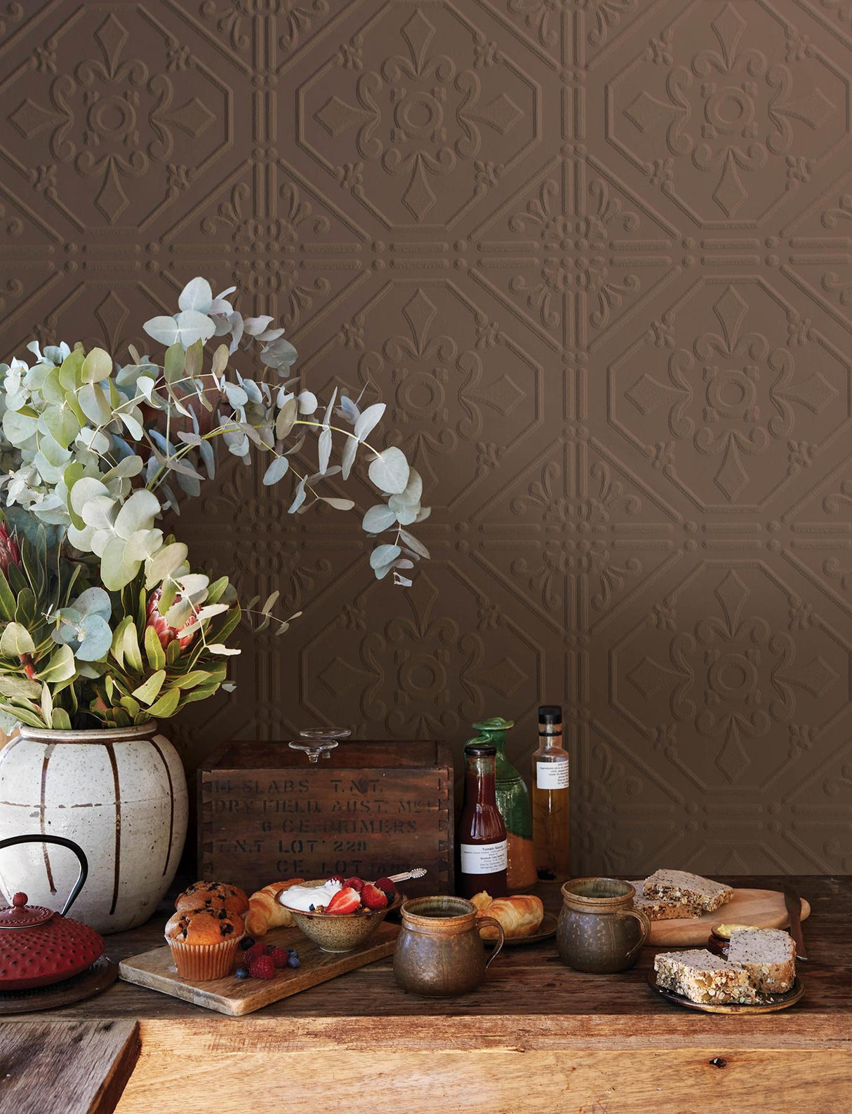 York Brooklyn White Tin Paintable Wallpaper