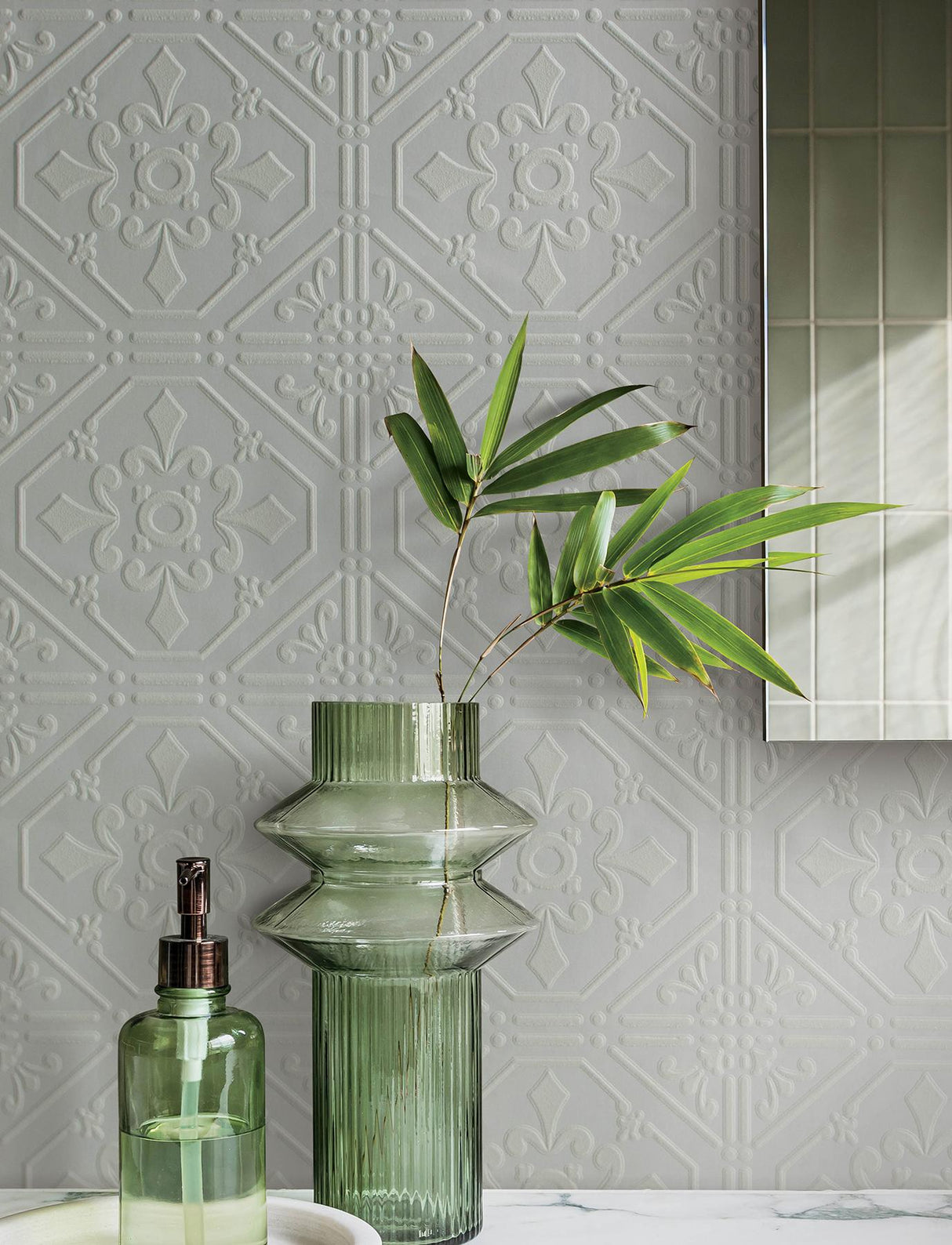 York Brooklyn White Tin Paintable Wallpaper