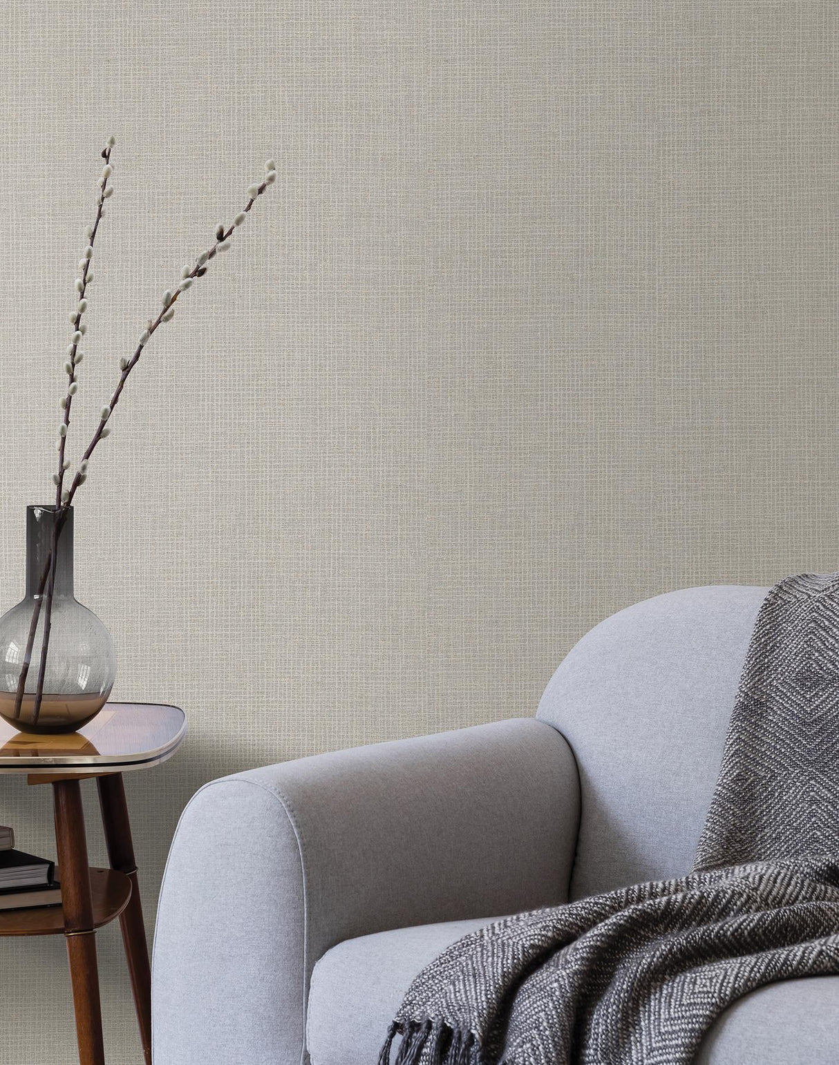 York Threads Slate Faux Fabric Wallpaper