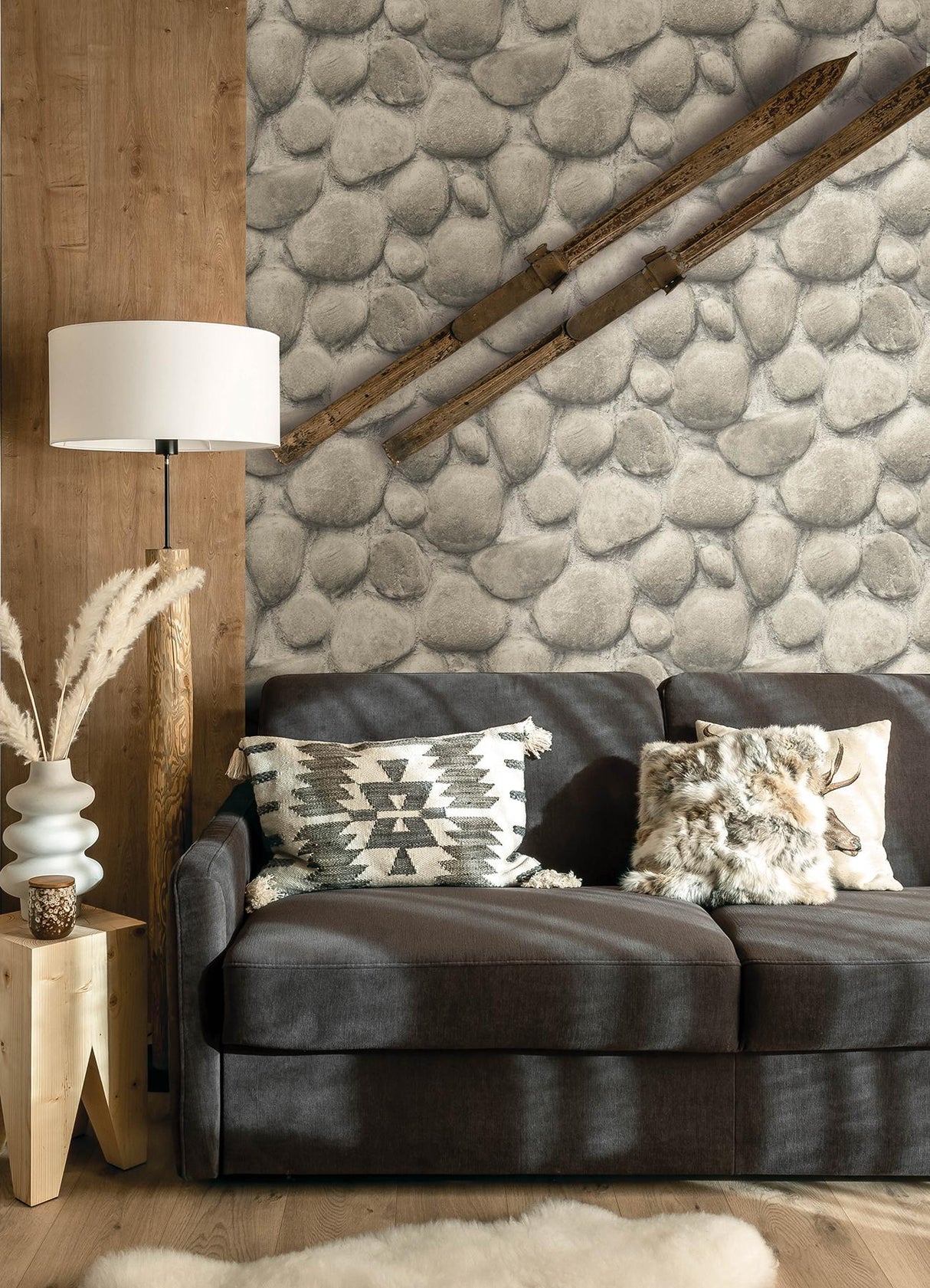 York Root Rock Brown Wallpaper