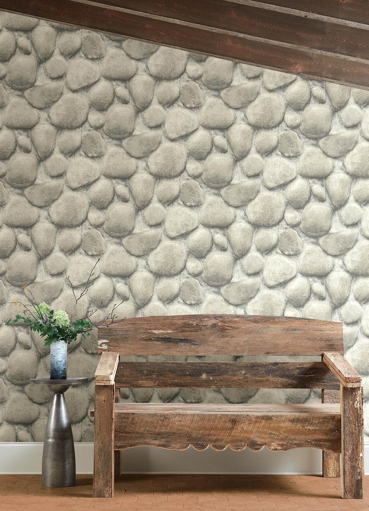 York Root Rock Brown Wallpaper