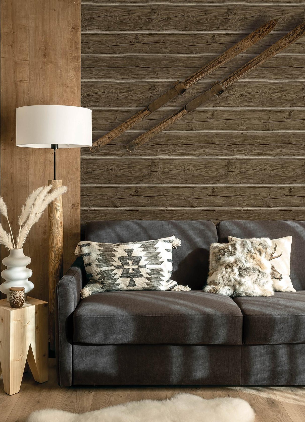 York Lodgepole Dark Brown Wallpaper
