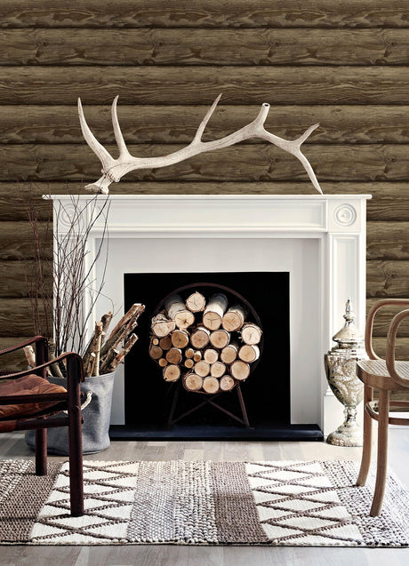 York Bunkhouse Mahogany Wallpaper