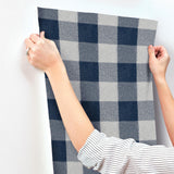York Lumberjack Navy Wallpaper