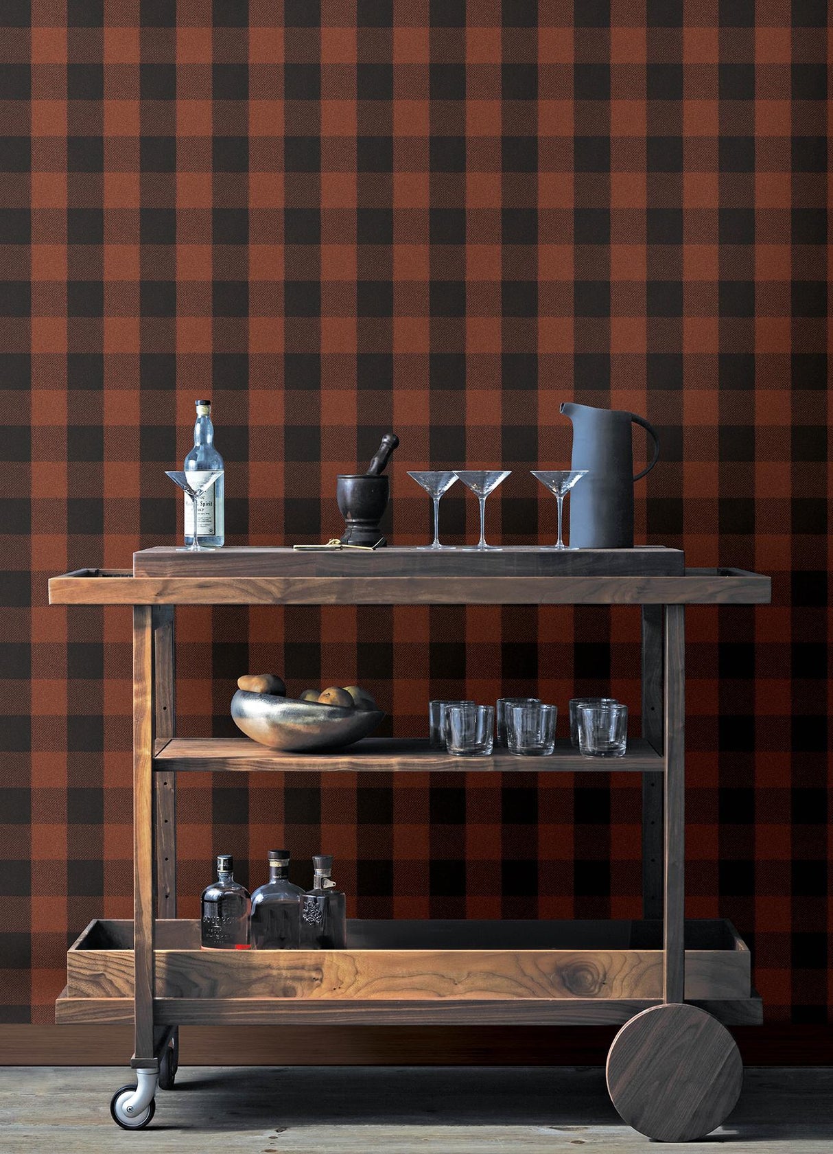 York Lumberjack Maroon Wallpaper
