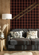 York Lumberjack Maroon Wallpaper