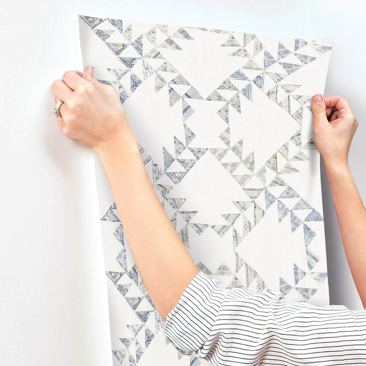 York Scrap Quilt Denim Wallpaper