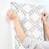 York Scrap Quilt Denim Wallpaper