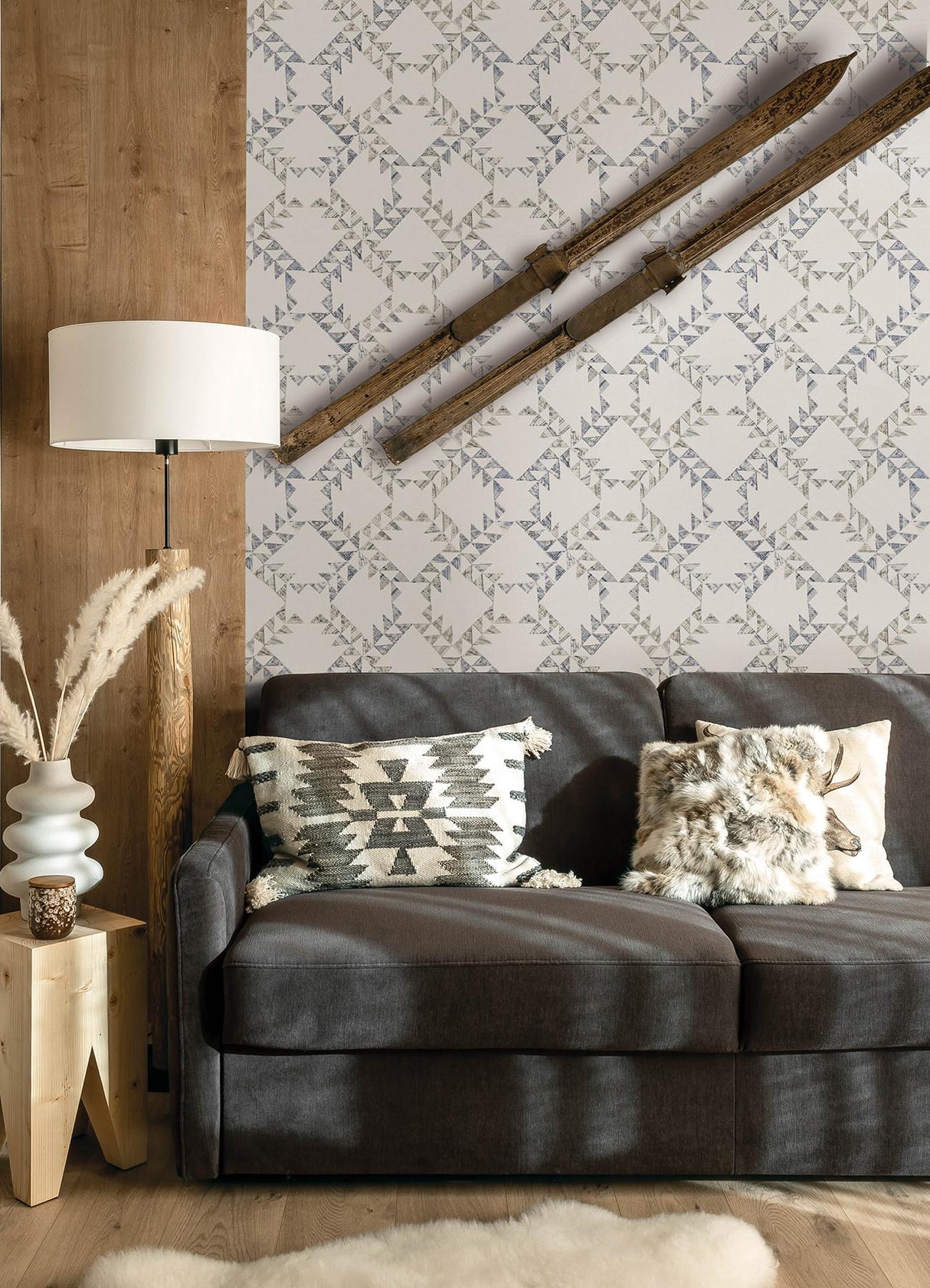 York Scrap Quilt Denim Wallpaper