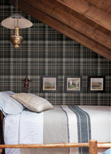 York Dutton Plaid Charcoal Wallpaper
