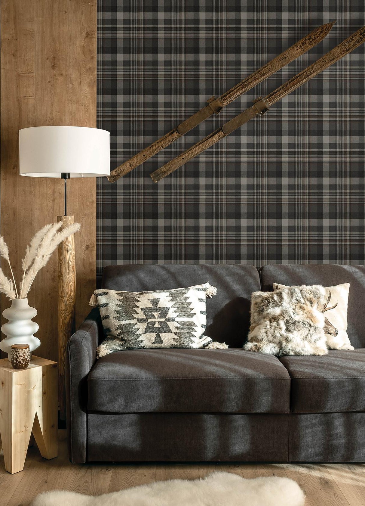 York Dutton Plaid Charcoal Wallpaper
