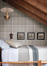 York Dutton Plaid Grey Wallpaper