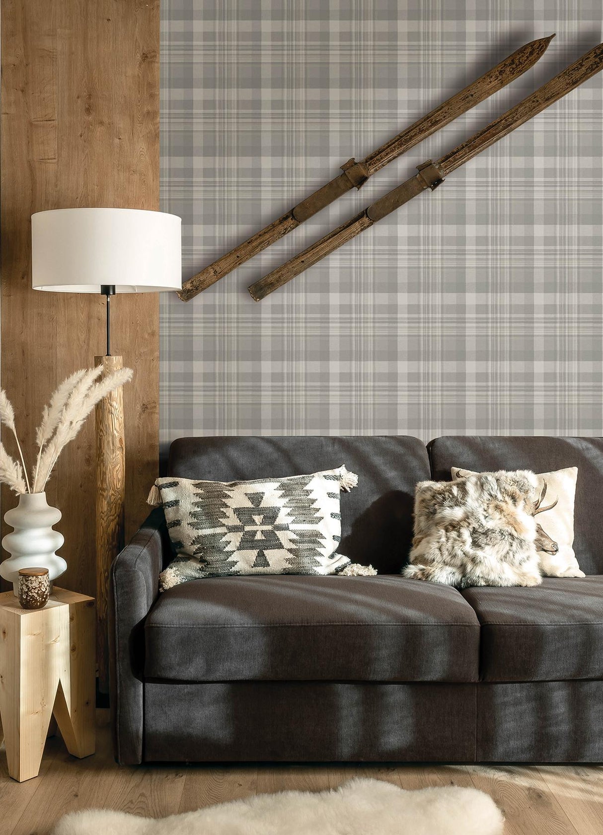 York Dutton Plaid Grey Wallpaper